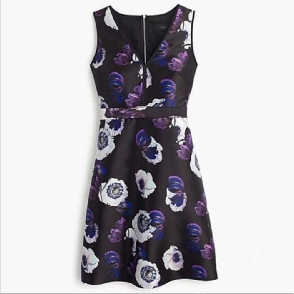 J Crew - Black Floral Dress - Size 8 Tall